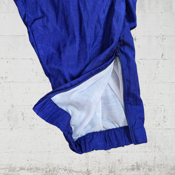 90s Vintage Colorblock Track Set Y2K Blue White Windbreaker Joggers Size Medium - Picture 12 of 16
